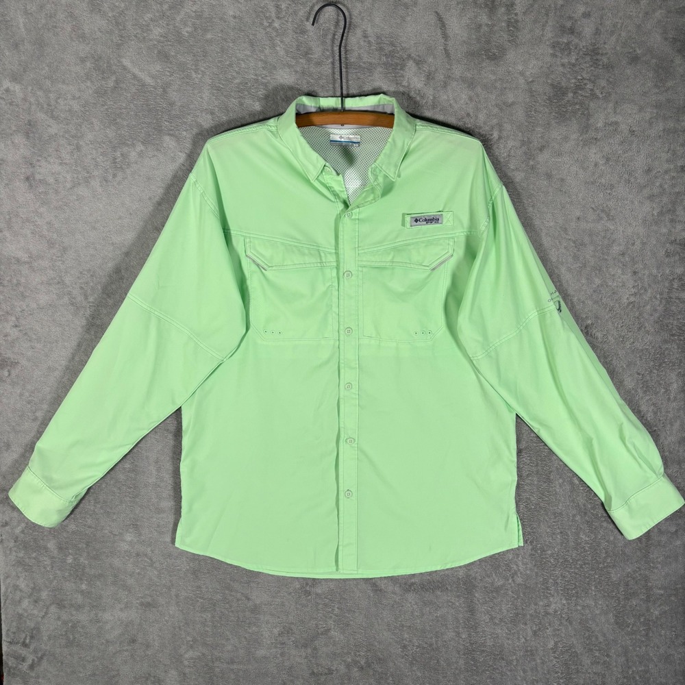 Columbia PFG Tamiami II Long Sleeve Fishing Shirt Mens Medium Green FM7074